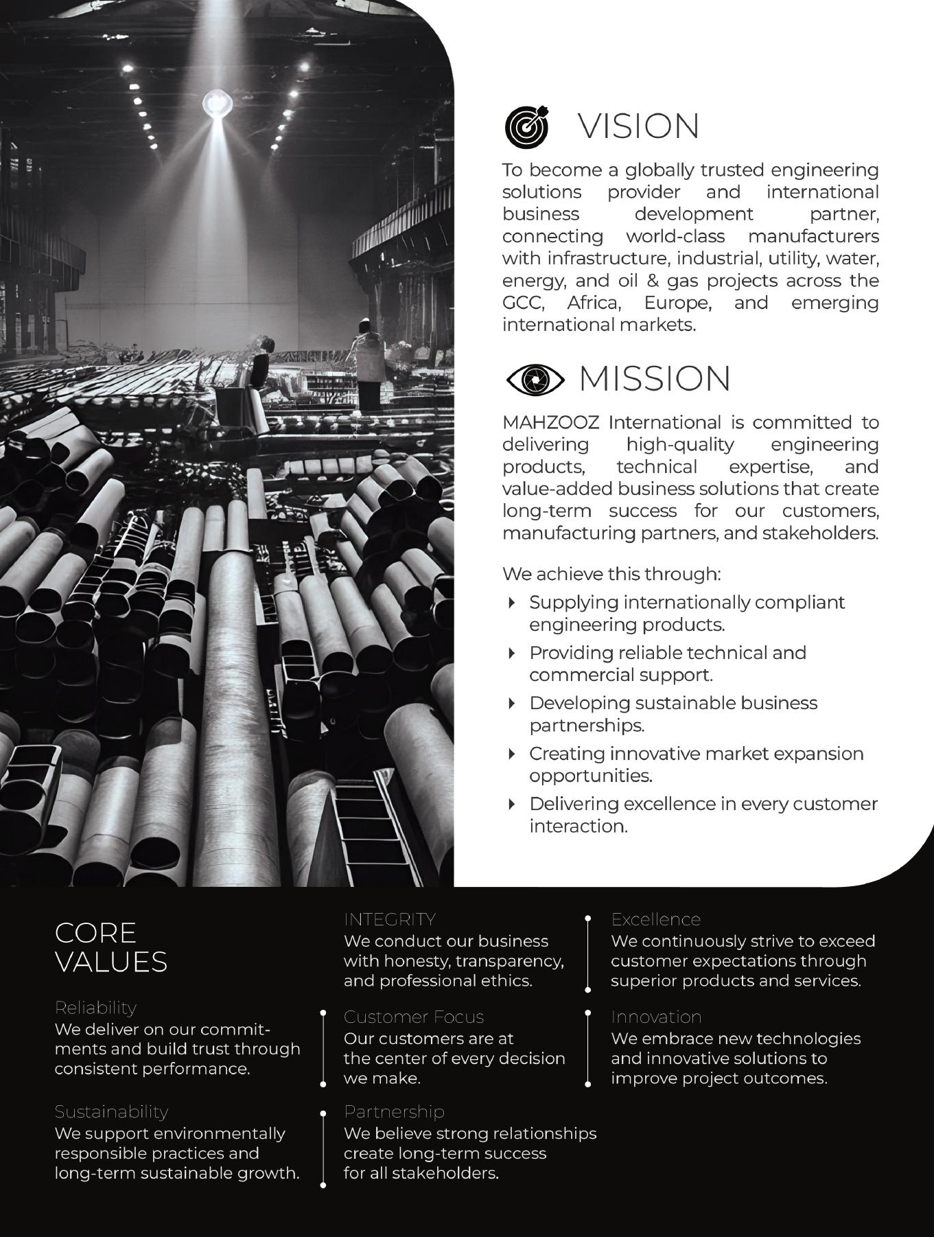 Vision mission and values